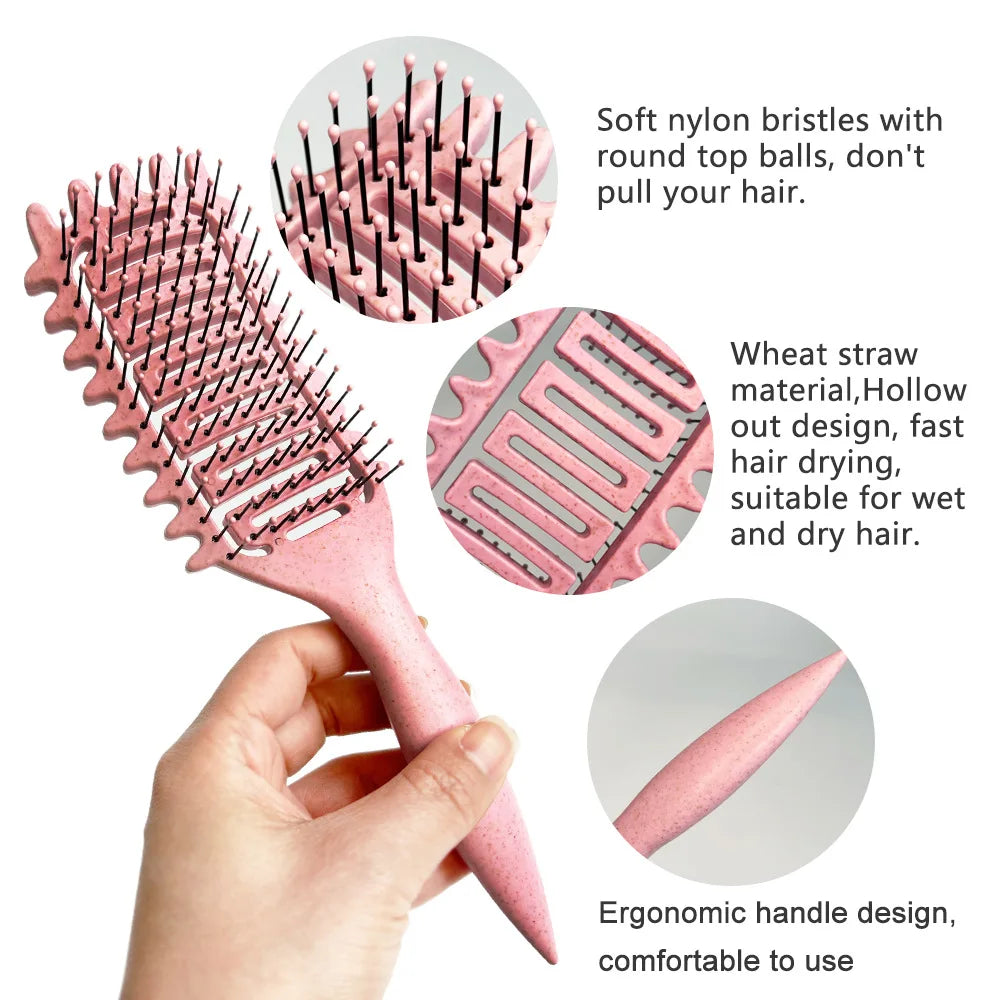 Multiple New hair soft hair comb styling curly hollow-out bounce hair comb Curl Define Styling Brush