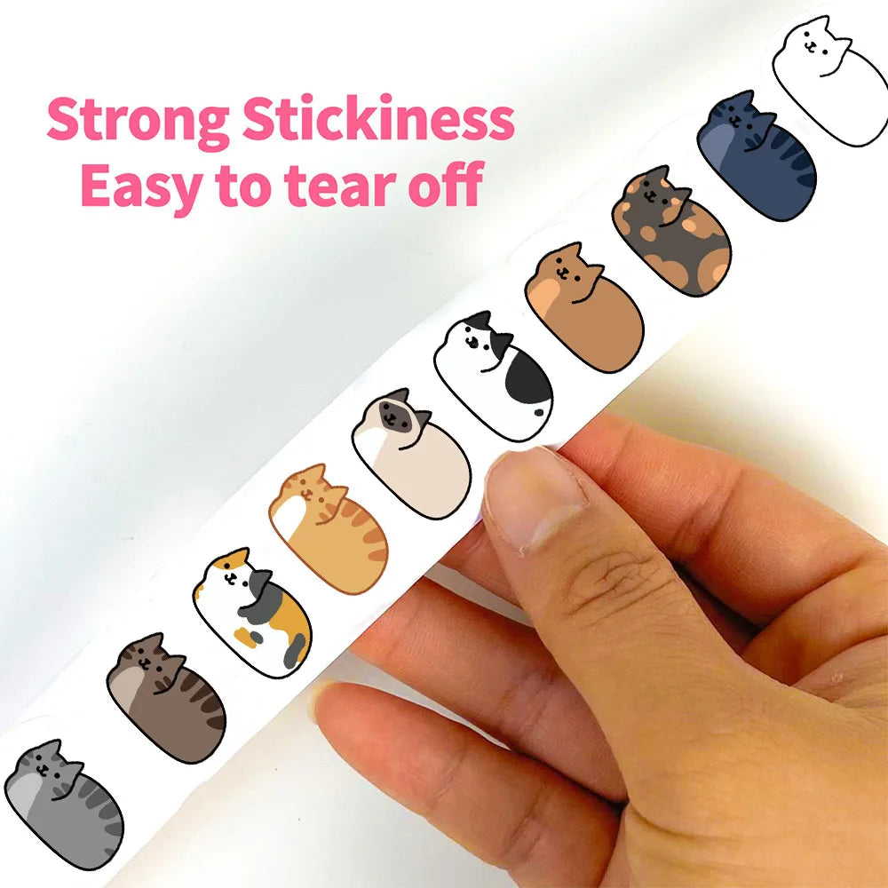 500PCS Kawaii Cartoon Cat Tuo Tuo Roll Stickers Skateboard Laptop Luggage Skateboard Phone Gift Waterproof Phone Cute Sticker ﻿