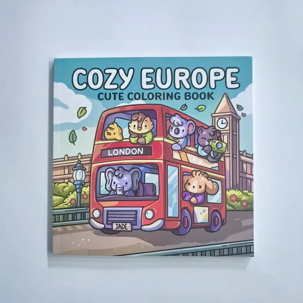 Cozy Europe Cute Coloring Book for Adults - Stress Relief Art Drawing Book, Perfect Gift for Party & Birthday