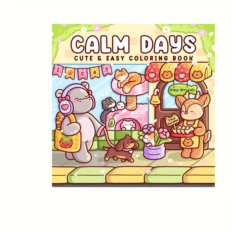 28 Pages Cat's Daily Life Coloring Book for Adult | Colouring Book, Drawing Supplies for Christmas, Thanksgiving