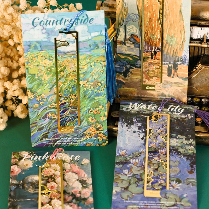 1pc Hollow Literary Flower Metal Bookmark Exquisite Painting Lily Rose Shape Gifts for Book Lovers Writers Readers