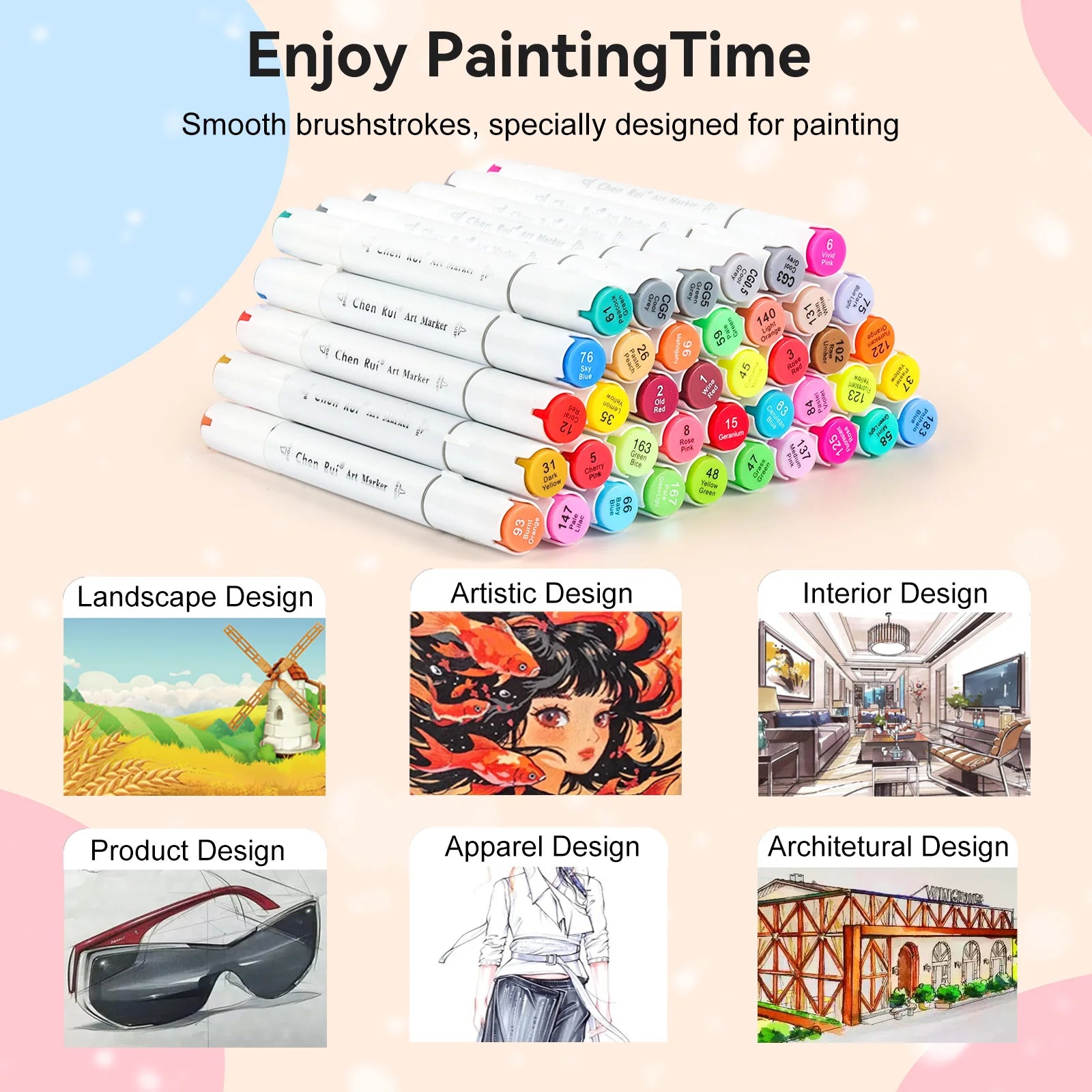 48/60/80/120 Colors Dual Tip Brush&Chisel Permanent Art Marker Pens with Base & Outline Markers Drawing Supplies Kit-Refillable