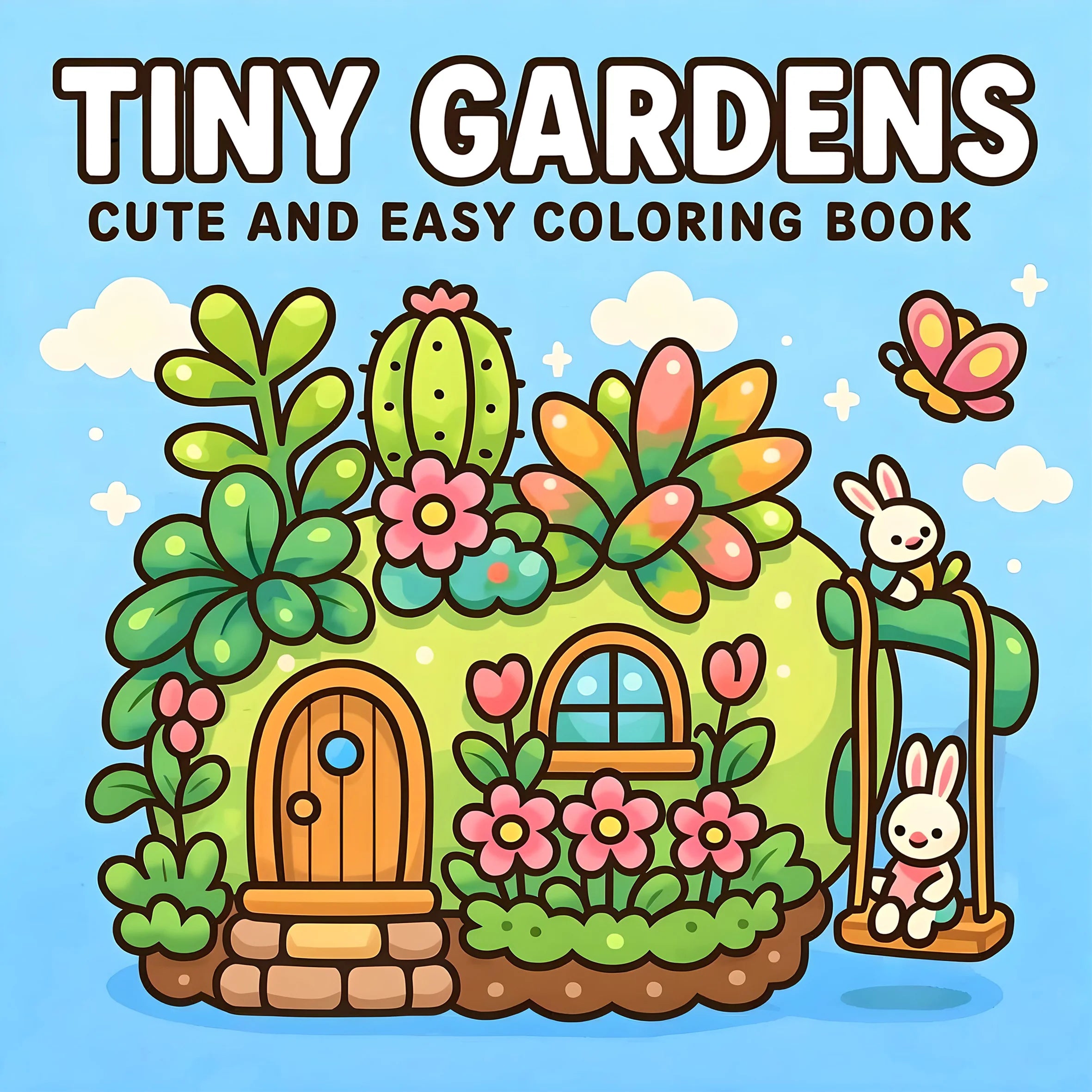 TINY GARDENS Bold-easy Patterns Coloring Book for Adults Cute Drawing Book Perfect Gift for Party and Birthday