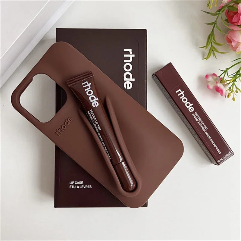 Autumn Edition New Rhode DIY Lipstick Lip Holder Soft Silicone Case for IPhone 16 15 14 13 12 11 Pro Max Plus Phone Stand Cover