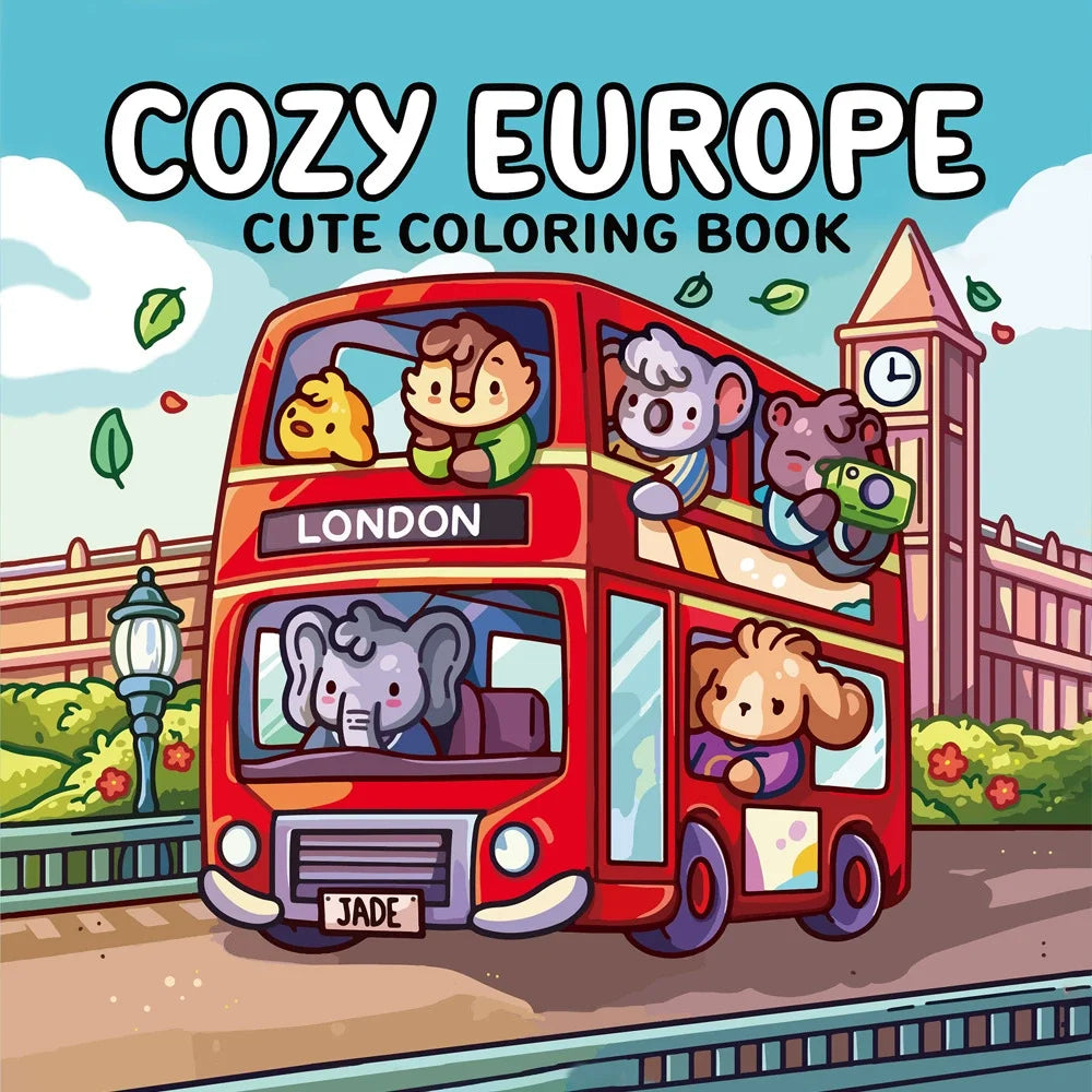 Cozy Europe Cute Coloring Book for Adults - Stress Relief Art Drawing Book, Perfect Gift for Party & Birthday