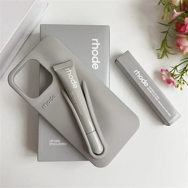 Autumn Edition New Rhode DIY Lipstick Lip Holder Soft Silicone Case for IPhone 16 15 14 13 12 11 Pro Max Plus Phone Stand Cover