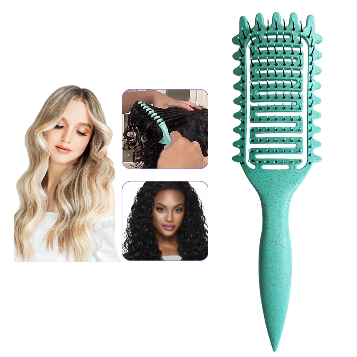 Multiple New hair soft hair comb styling curly hollow-out bounce hair comb Curl Define Styling Brush