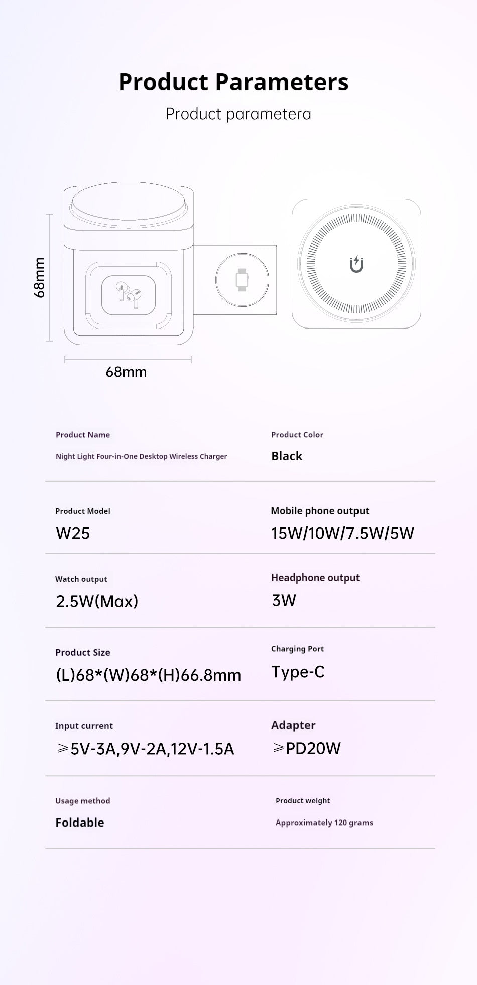 AWEI 3-in-1 Multi-function Wireless Charger