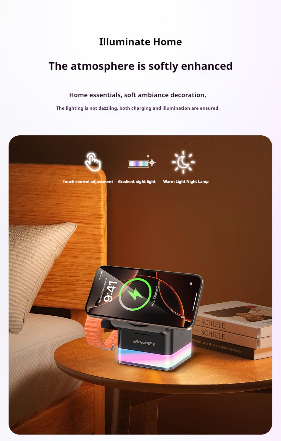 AWEI 3-in-1 Multi-function Wireless Charger